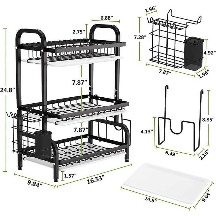 High Quality dish rack drain stainless steel 2/3 layer drainer kitchen storage dish rack