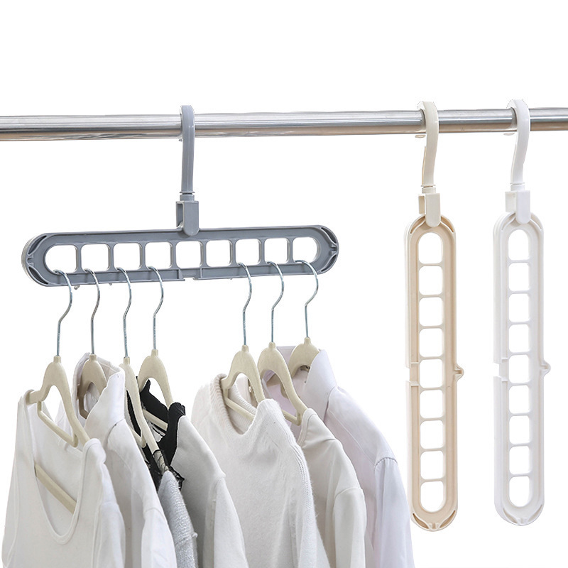 Eco friendly 9 holes 360 rotating clothes drying rack saving space folding plastic coat cloth hanger