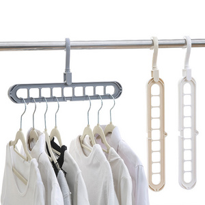 Eco friendly 9 holes 360 rotating clothes drying rack saving space folding plastic coat cloth hanger