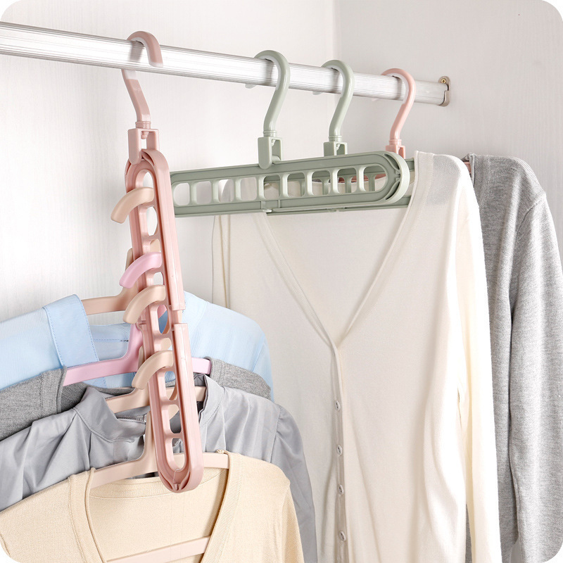 Eco friendly 9 holes 360 rotating clothes drying rack saving space folding plastic coat cloth hanger