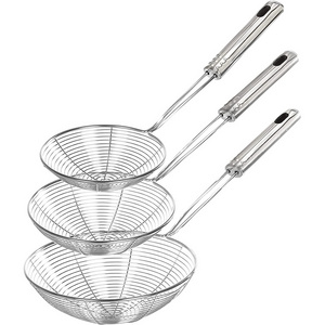 12/14/16/18/20/22cm Spider Strainer Colander Drainer Stainless Steel Food Strainer Frying Spoon Pasta Strainer with Long Handle