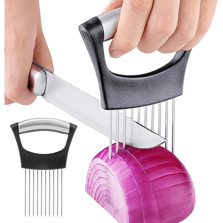 Hot Sale Stainless Steel Meat Slicer Holder Tomato Peeler Lemon Holder Slicer Multifunctional Onion Holder Slicer With 10 Prongs