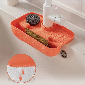 Kitchen Soap Sponge Drain Rack Portable Hanging Storage Basket Faucet Splash-proof Sink Pad Organizer Accessories