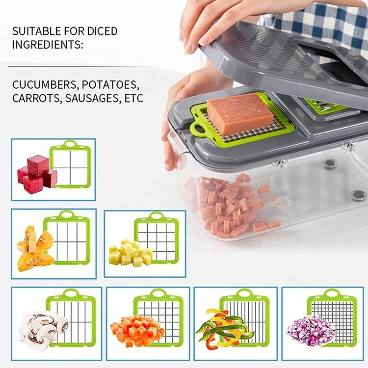 22 In 1 Kitchen Multifunction Hand Operated Vegetable Slicer,Safe Manual Salad Food Onion Vegetable Cutter Chopper