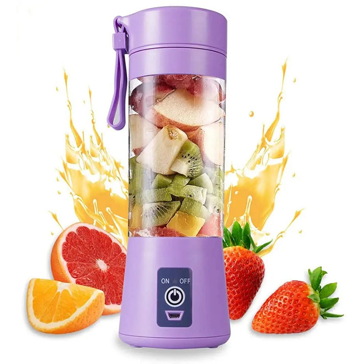 Custom Logo Mini 6 Blades 380ml Blender Mixer Cup Usb Portable And Rechargeable Battery Smoothie Fruit Blender Juicer Bottle