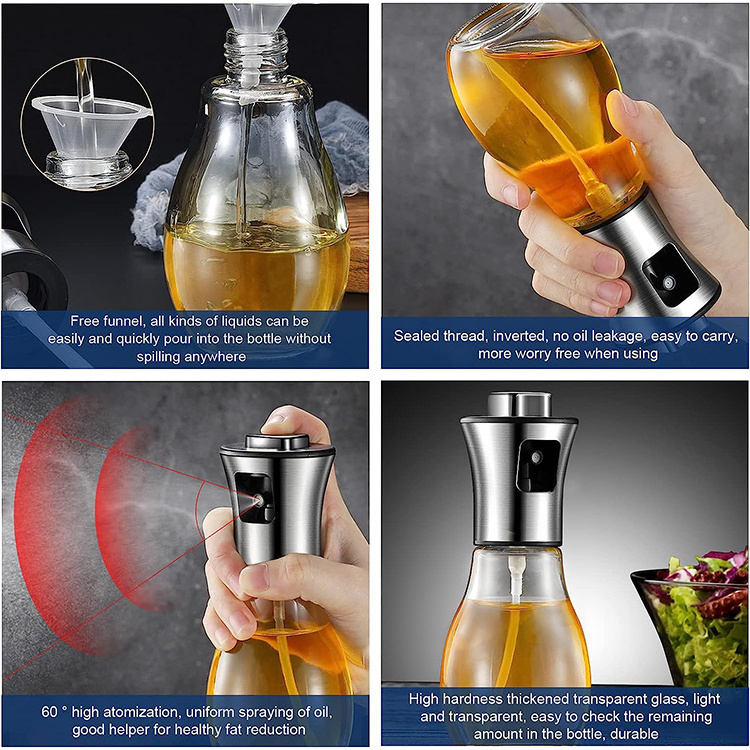 Kitchen Vinegar Wine Liquor Fine Mist Spraying 200ml/7oz Olive Oil Mister Sprayer Oil Bottle Pump Spray Dispenser Bottle