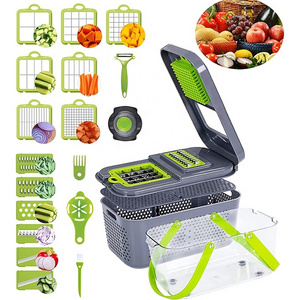 22 In 1 Kitchen Multifunction Hand Operated Vegetable Slicer,Safe Manual Salad Food Onion Vegetable Cutter Chopper