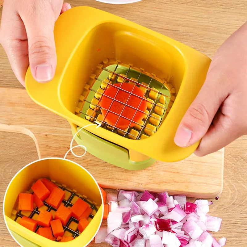 Multifunctional Vegetable Chopper Household Hand Pressure Onion Dicer Cucumber Potato Slicer French Fries Cutter