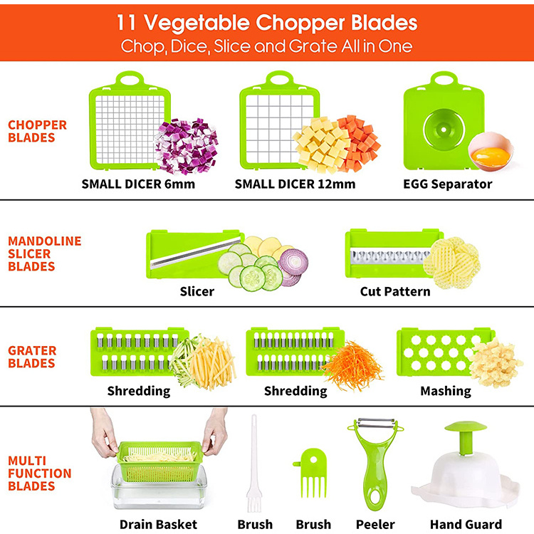 2024 Kitchen multi 12 In 1 manual mandoline fruit cutter onion dicer veggie slicer vegetable chopper