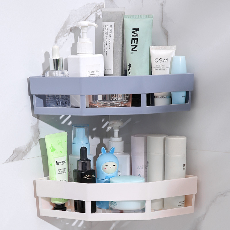 Suction Wall Triangular Shower Caddy Shelf Bathroom Corner Bath Rack Storage Holder Organizer Shelves