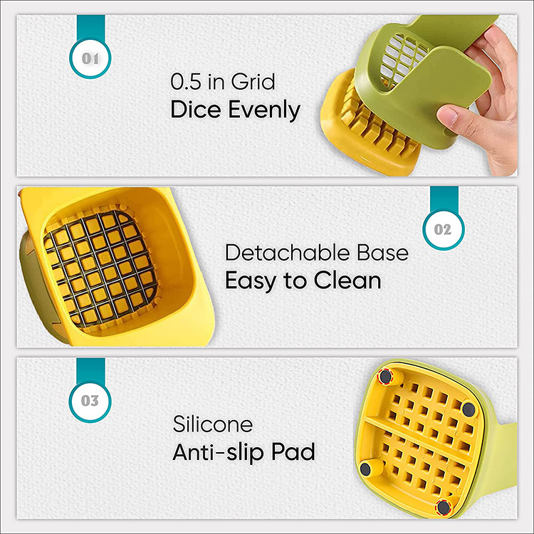 Multifunctional Kitchen Tool Hand Pressure Onion Dicer Food Slicer Potatoes Cucumber Dicer Julienne Cutter Vegetable Chopper