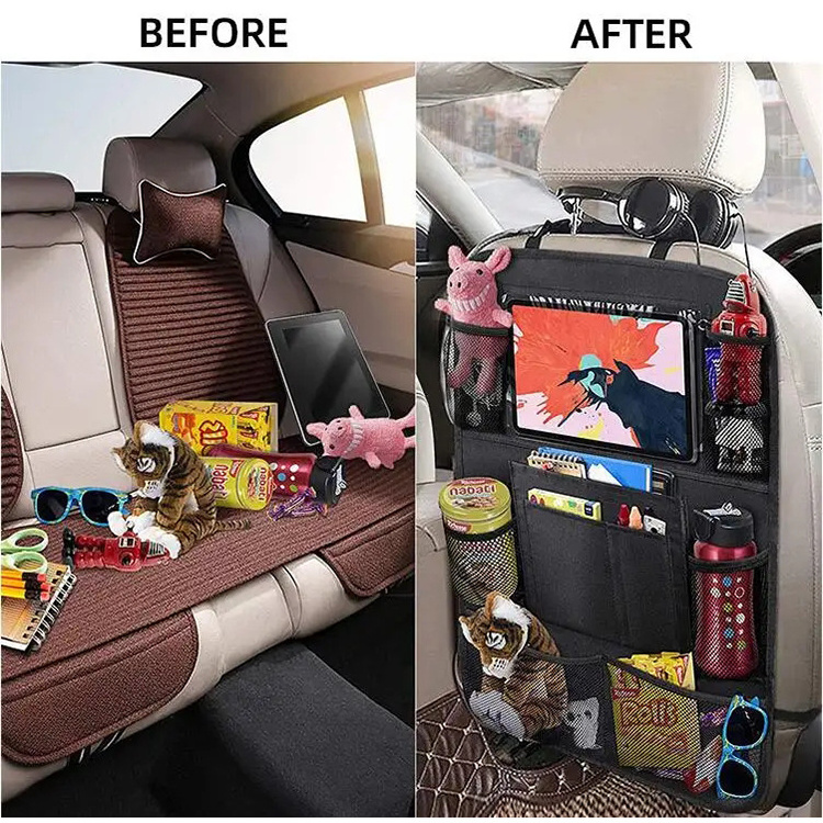 Foldable Car Storage Organizer Box With Pocket Table Tray Back Auto Accessories Kids Organizer Backseat Car Seat Organizer