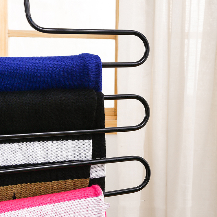 6 layers S Shape Clothes Hangers Pants Storage Hangers Cloth Rack Multilayer Storage Closet Organizer