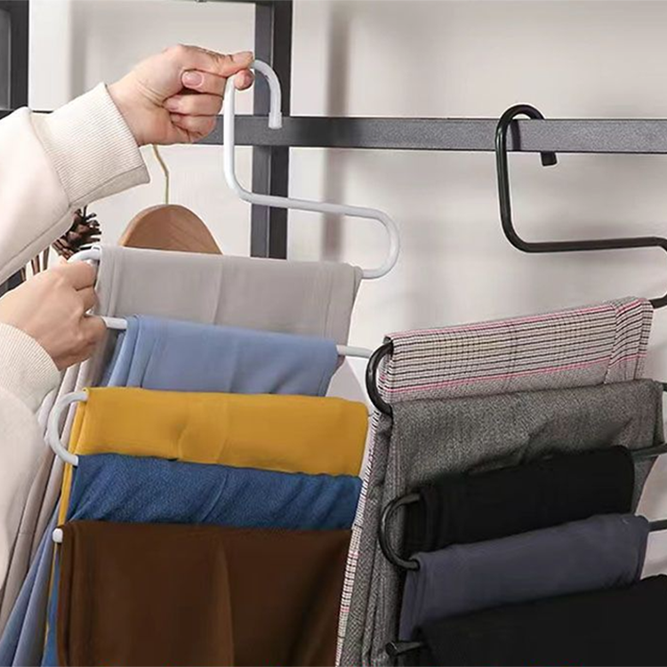 6 layers S Shape Clothes Hangers Pants Storage Hangers Cloth Rack Multilayer Storage Closet Organizer