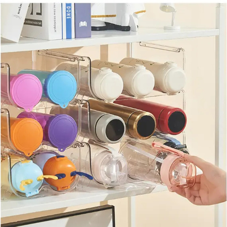 Plastic Water Bottle Organizer Stackable Bottle Holder Storage Rack for Cabinet