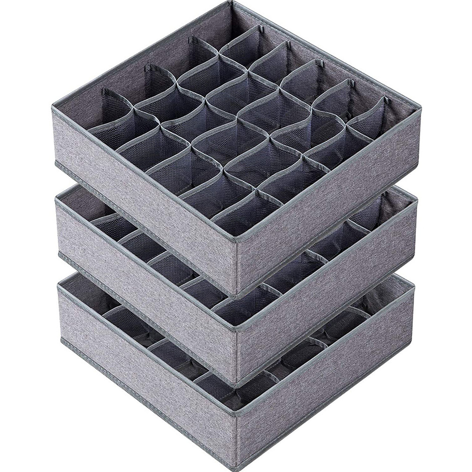 24 Cell Foldable Drawer Organizer Divider Cabinet Closet Organizers and Storage Boxes for Socks Underwear Drawer Organizer