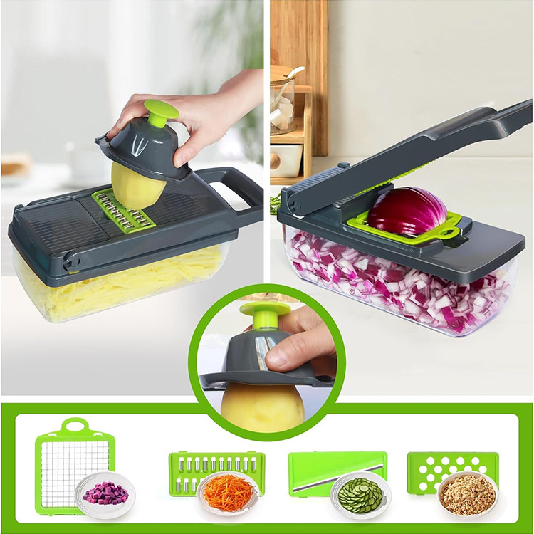 Best Sell 16 in 1 Hand Held Multifunctional Onion Cutter Fruits Slicer Potatoes Peeler Manual 14 in 1 Vegetable Chopper