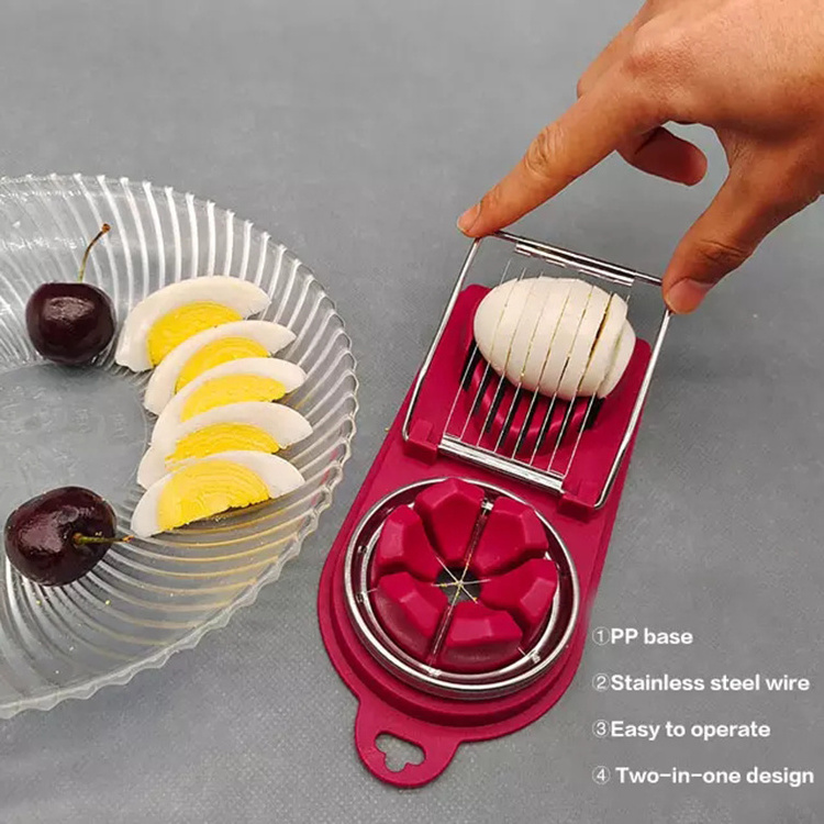 Hight Quality Manual Multifunctional Plastic Double Head Egg Cutter Egg Slicer