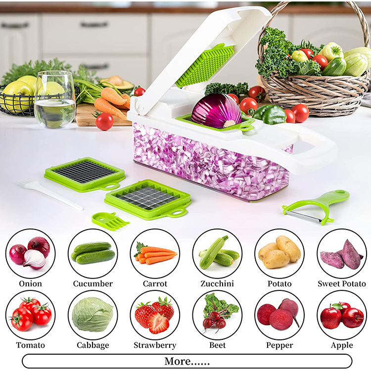 2024 Kitchen multi 12 In 1 manual mandoline fruit cutter onion dicer veggie slicer vegetable chopper