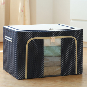 Oxford Quilt Blanket Storage Box Foldable Storage Bag Large Zipper Clothes Organizer Storage Box with Steel Frame