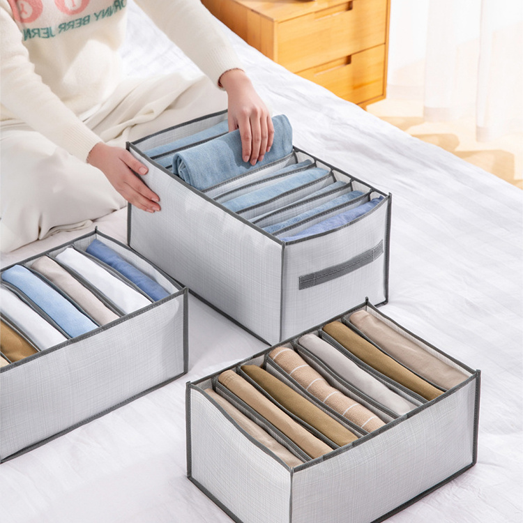 Washable 9 Grids Foldable Closet Drawer Organizers Portable Storage Clothing Storage Mesh Bins Box for Jeans Pants T-Shirt Sweat