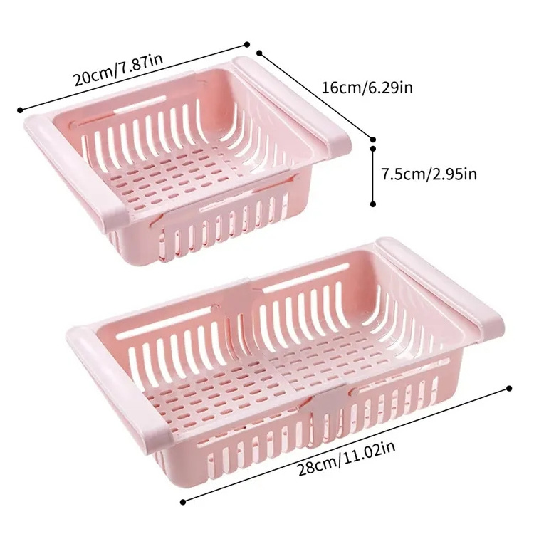 Creative Retractable Drawer Organizer Type Adjustable Kitchen Fridge Shelf Holder Hanging Refrigerator Storage Box