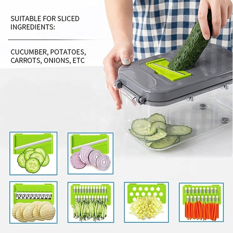 22 In 1 Kitchen Multifunction Hand Operated Vegetable Slicer,Safe Manual Salad Food Onion Vegetable Cutter Chopper