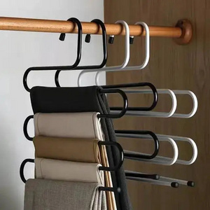 6-in-1 Multi-Layer S-Shaped Stainless Steel Wardrobe Organizer Save Space Scarf Pants Hanger with Cloth Hook for Jacket Storage