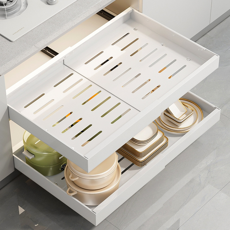 Pull Out Cabinet Organizer Fixed With Adhesive Nano Film Slide Out Pantry Storage Drawer Shelf for Kitchen