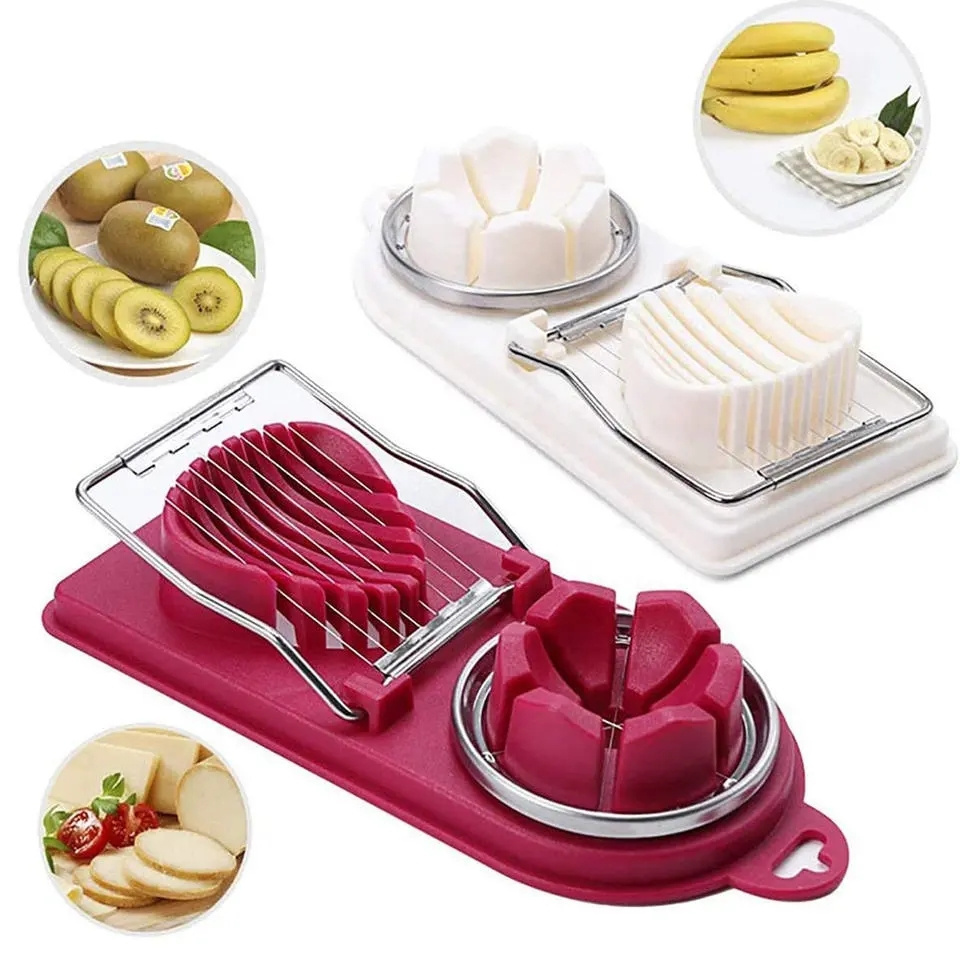 Hight Quality Manual Multifunctional Plastic Double Head Egg Cutter Egg Slicer