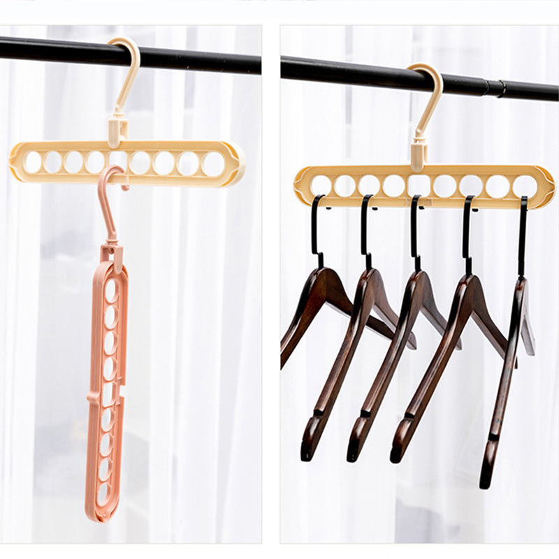 Space Saving 9-Hole Clothing Hanger Wardrobe Organizer Plastic Hanger 360 Rotating Magic Plastic Clothes Folding Hanger