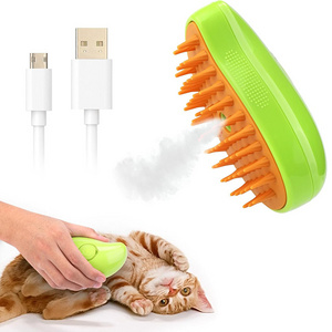 Pet Massager Brush 3 in1 Self Cleaning Cat Steam Brush for Massage Rechargeable Cat Slicker Brush