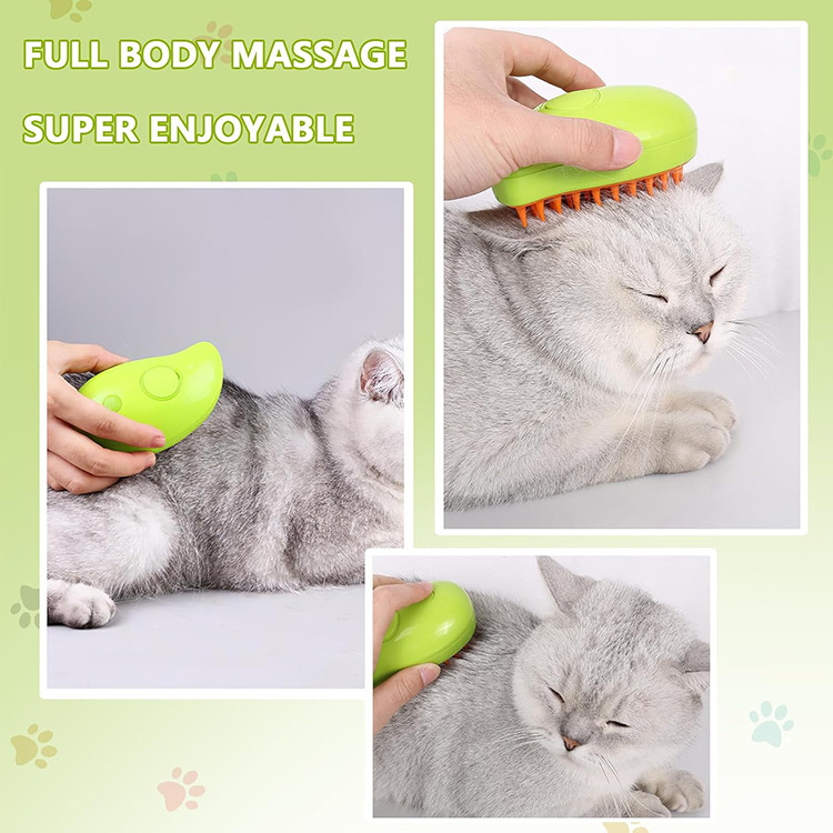 Pet Massager Brush 3 in1 Self Cleaning Cat Steam Brush for Massage Rechargeable Cat Slicker Brush