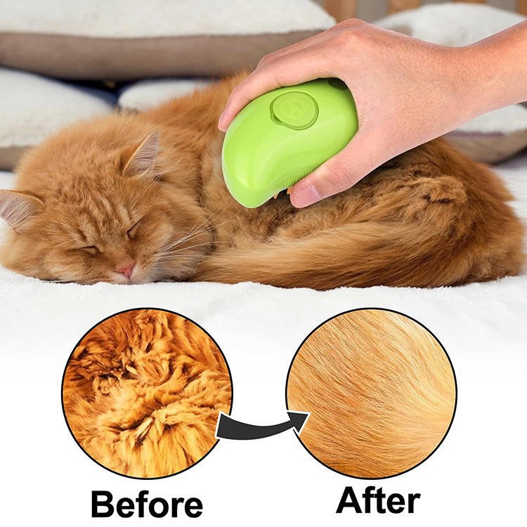 Pet Massager Brush 3 in1 Self Cleaning Cat Steam Brush for Massage Rechargeable Cat Slicker Brush