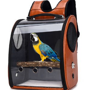 Factory Folding Wholesale parrot backpack Carrier Pet Bird Backpack Cage For Birds Travel breathable space bag With Super Wide V