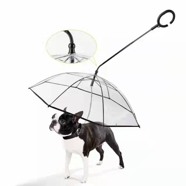 2022 Hot Selling Transparent waterproof Rain Pet Cat And Pet Dog Umbrella Pet Umbrella with leash For Dog