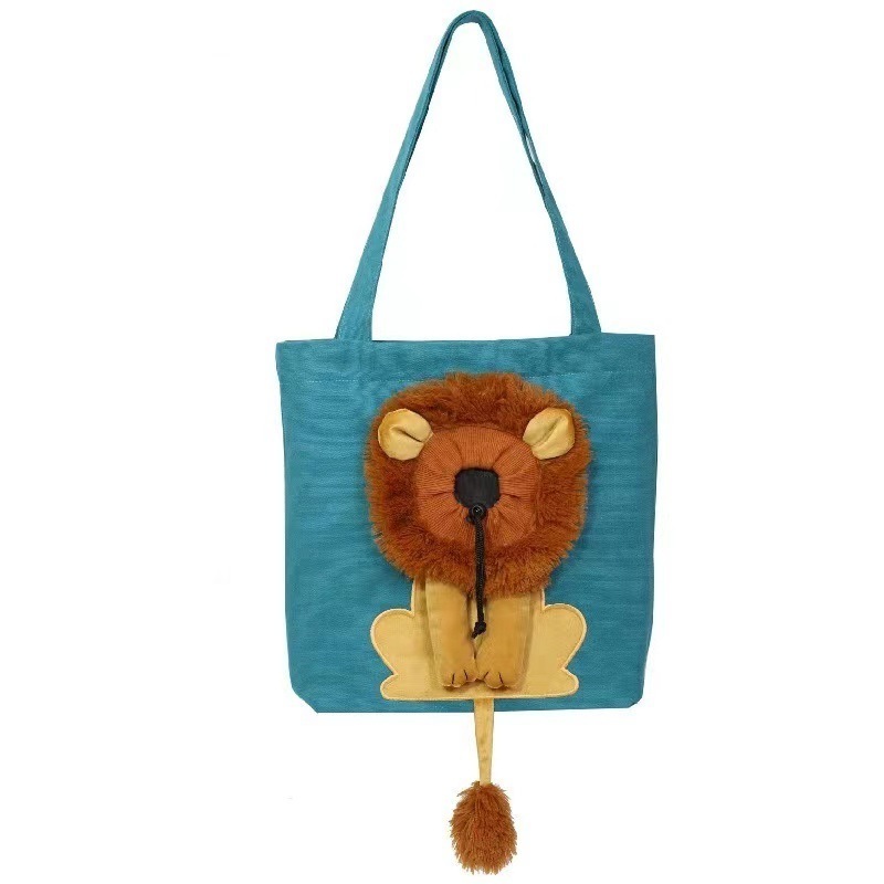 Manufacturer Wholesale Cute Lion-Shaped Pet Canvas Shoulder Carrying Bag for Dogs and Cats Pet Tote Bag