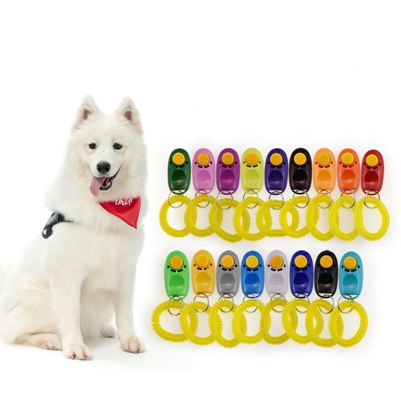 Wholesale Dog Button Clicker Plastic Sound Trainer Pet Training Tool Wrist Band Dog Training Clicker Silbato Perro Dog Whistle