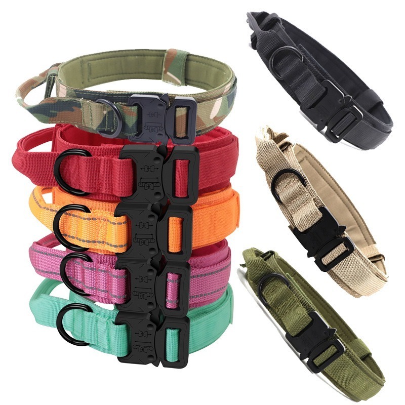 Manufacturer wholesale 1.5 inch nylon camouflage outdoor dog collar medium large training dog leash Tactical dog collar