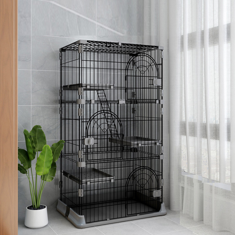 Manufacturer best price Stainless steel cats cage 3 layer sale cheap  durable pet cage cat enclosure house big large pet cat cag