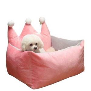 Manufacturer wholesale pink yellow grey princess dog bed with crown shape