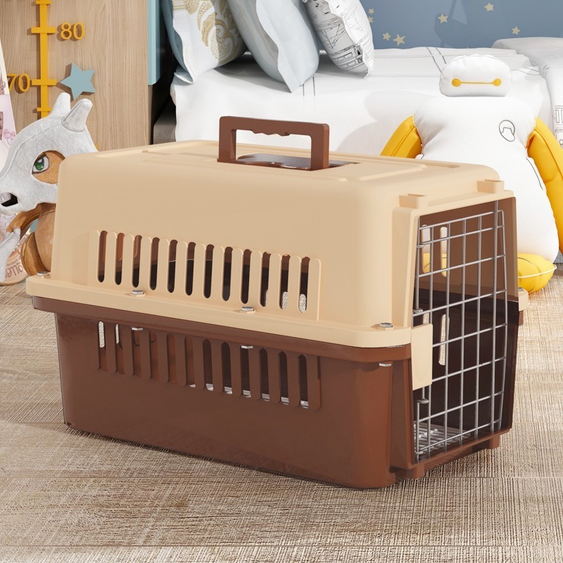 Airline transport tray plastic cat box Luxury large kennel Black pet travel carrier cage Tall heavy dog crate Size 66*53*47cm