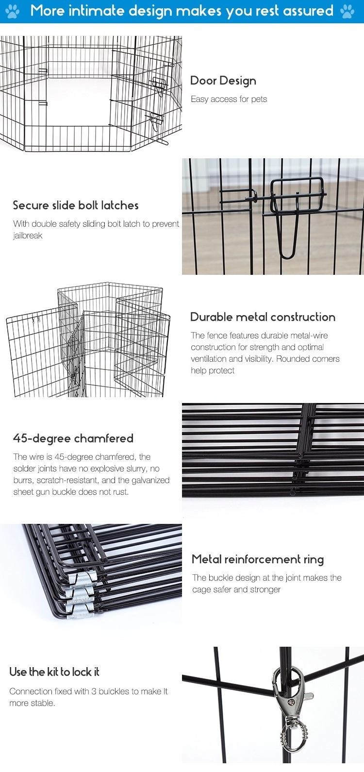 Manufacturer Wholesale Movable Pet Fence Cat Dog Fence Cage Metal Antirust Outdoor Dog Fence