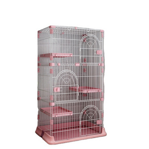 Manufacturer best price Stainless steel cats cage 3 layer sale cheap  durable pet cage cat enclosure house big large pet cat cag