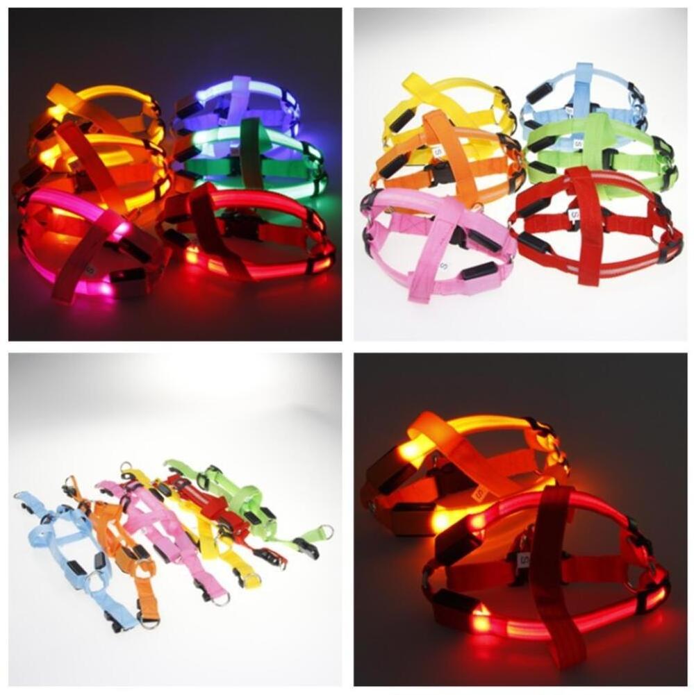 Manufacturer Wholesale LED Light Dog Safety Harness Glow LED Flash Flashing Light Up Leash Nylon Safety Pet Dog Belt Harness