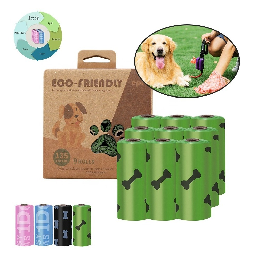 Custom Eco Friendly Biodegradable Compostable Poo Waste Bags Degradable poop bag dogs outdoor pick up Pet Dogs poop bags