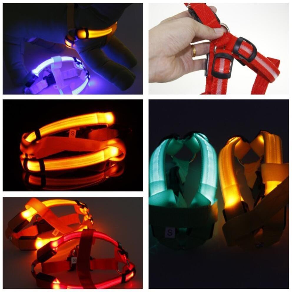 Manufacturer Wholesale LED Light Dog Safety Harness Glow LED Flash Flashing Light Up Leash Nylon Safety Pet Dog Belt Harness