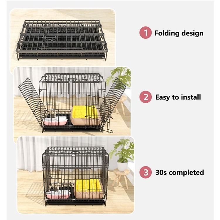 metal material folding design Easy install removable composite plastic pan pet dog Kennels cage with Skylight