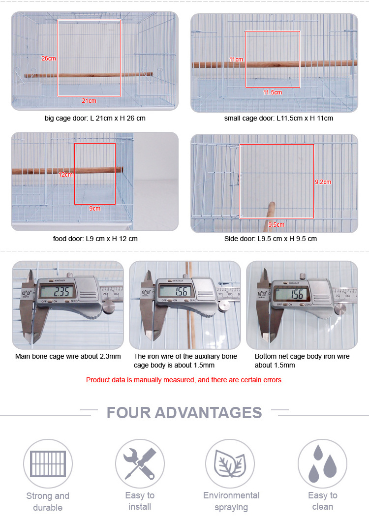 60x43x41cm Custom Big Wholesale Large Iron Wire Bird Breeding Pigeon Parrot Cage Large Metal Bird Parrots Canary Cage