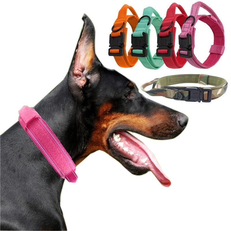 Manufacturer wholesale 1.5 inch nylon camouflage outdoor dog collar medium large training dog leash Tactical dog collar